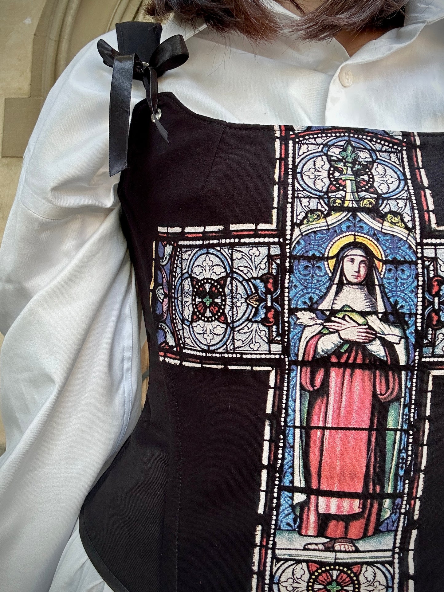 Upcycled corset MARY ON A CROSS