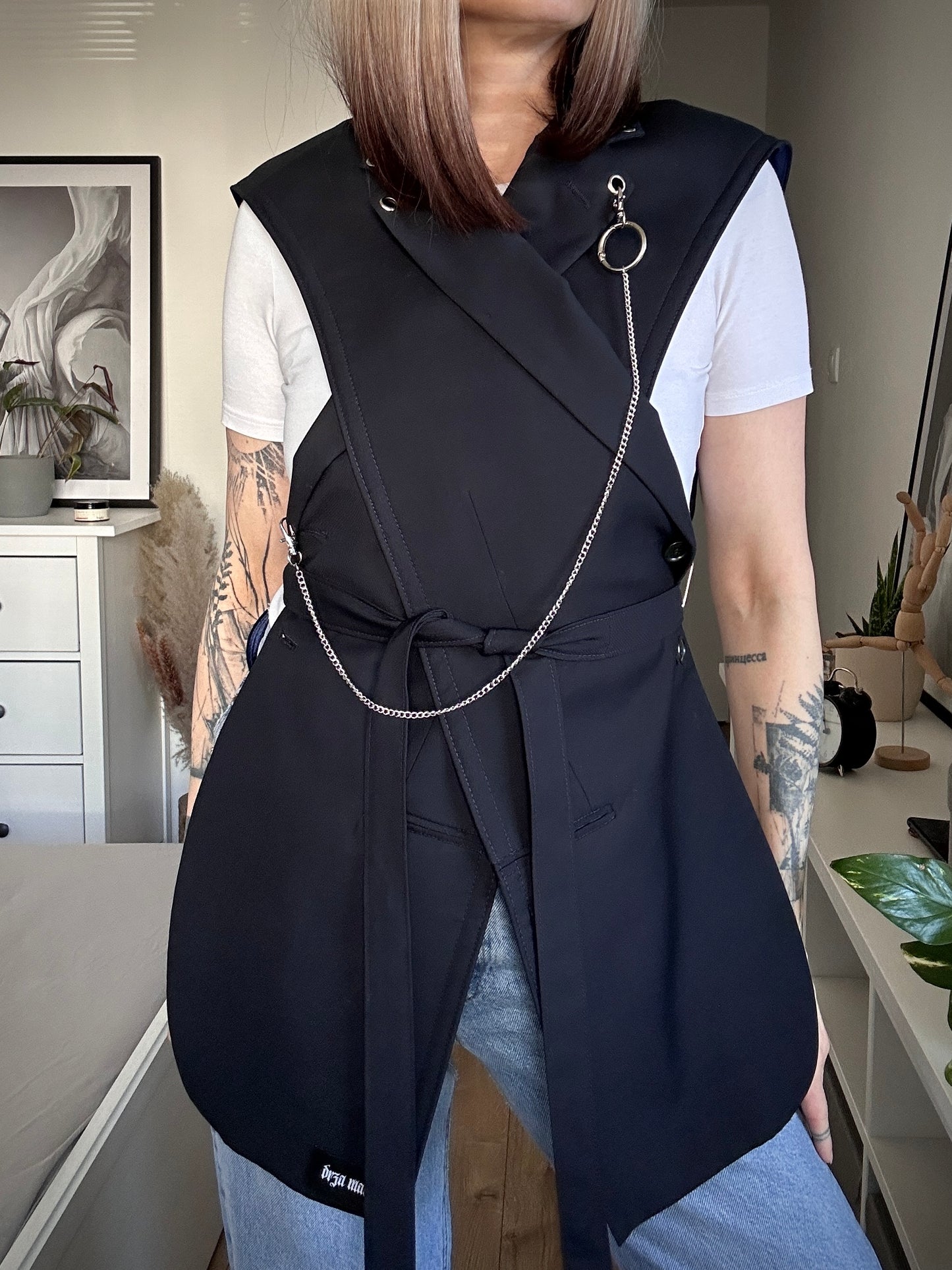 Upcycled vest TAINTED LOVE blue
