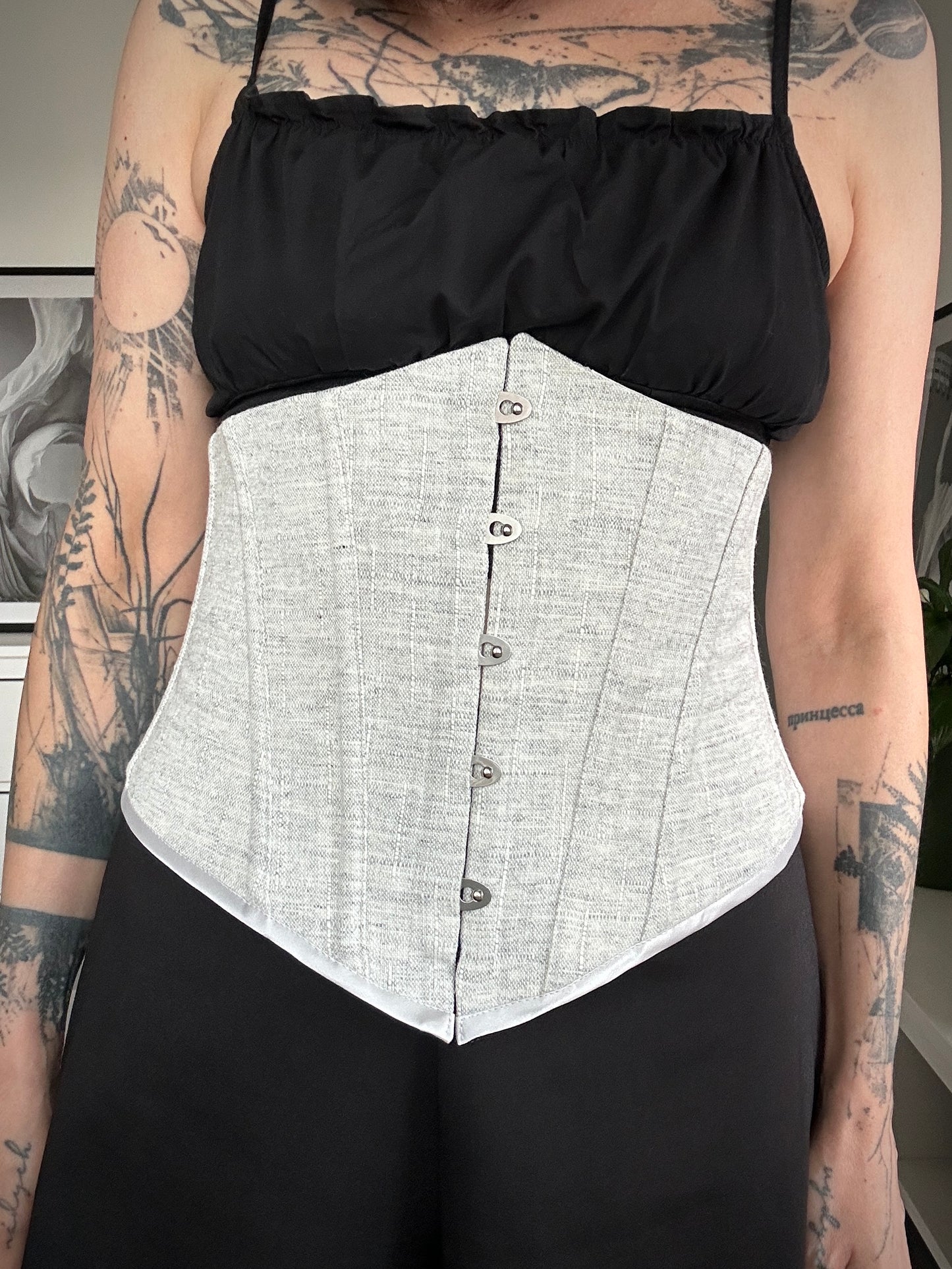 Upcycled CORSET BLAZER white gray