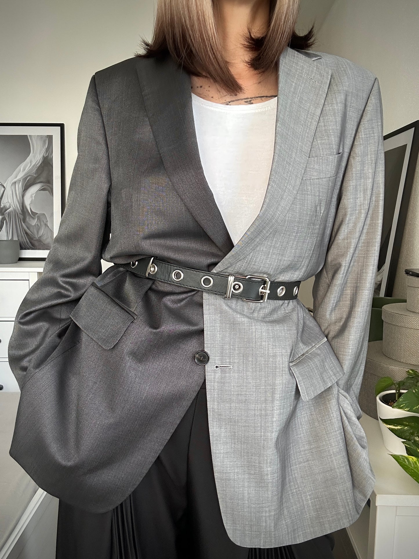 Upcycled blazer TWO FACES gray-brown