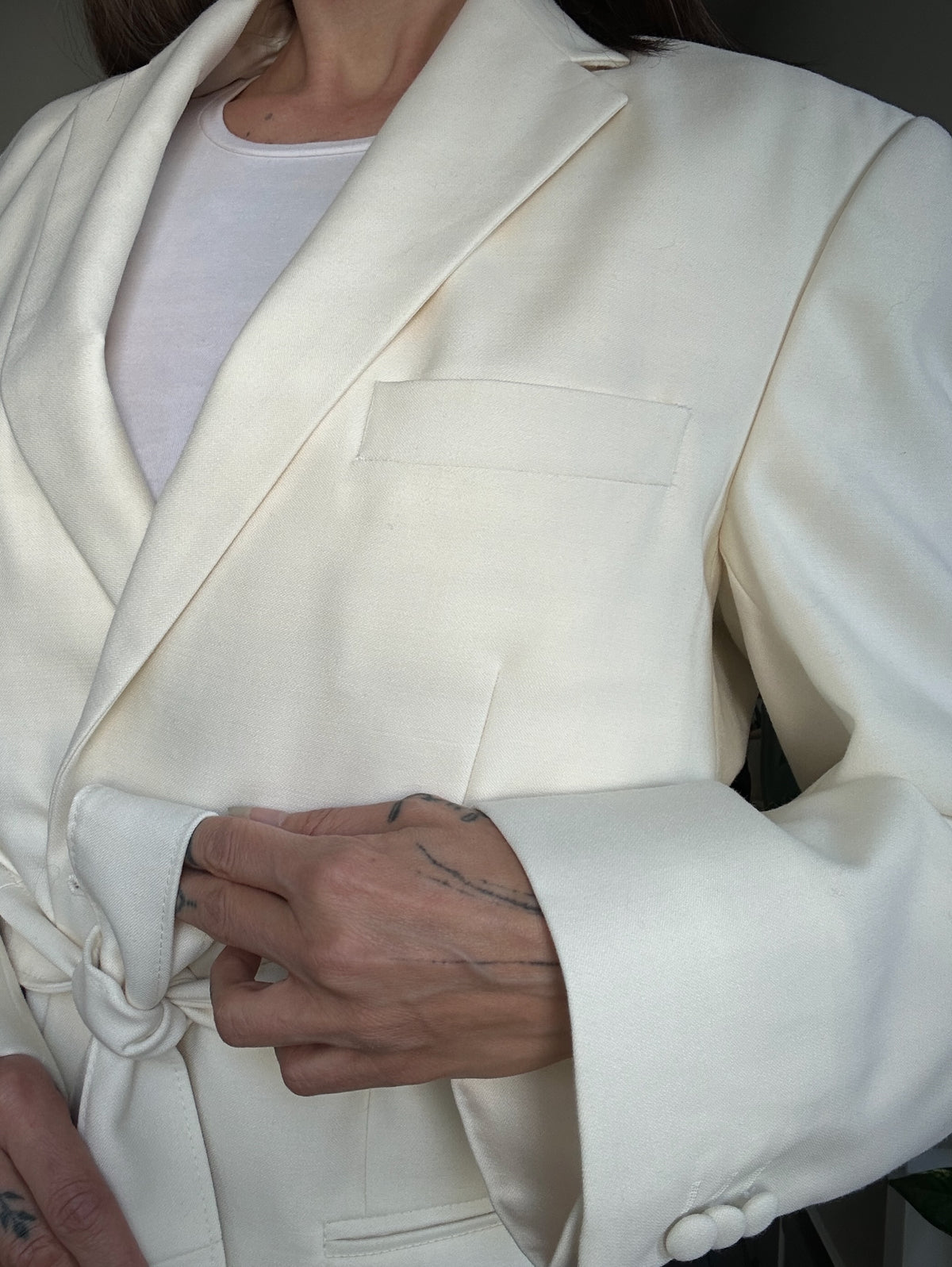 Upcycled coat blazet RENEWAL cream