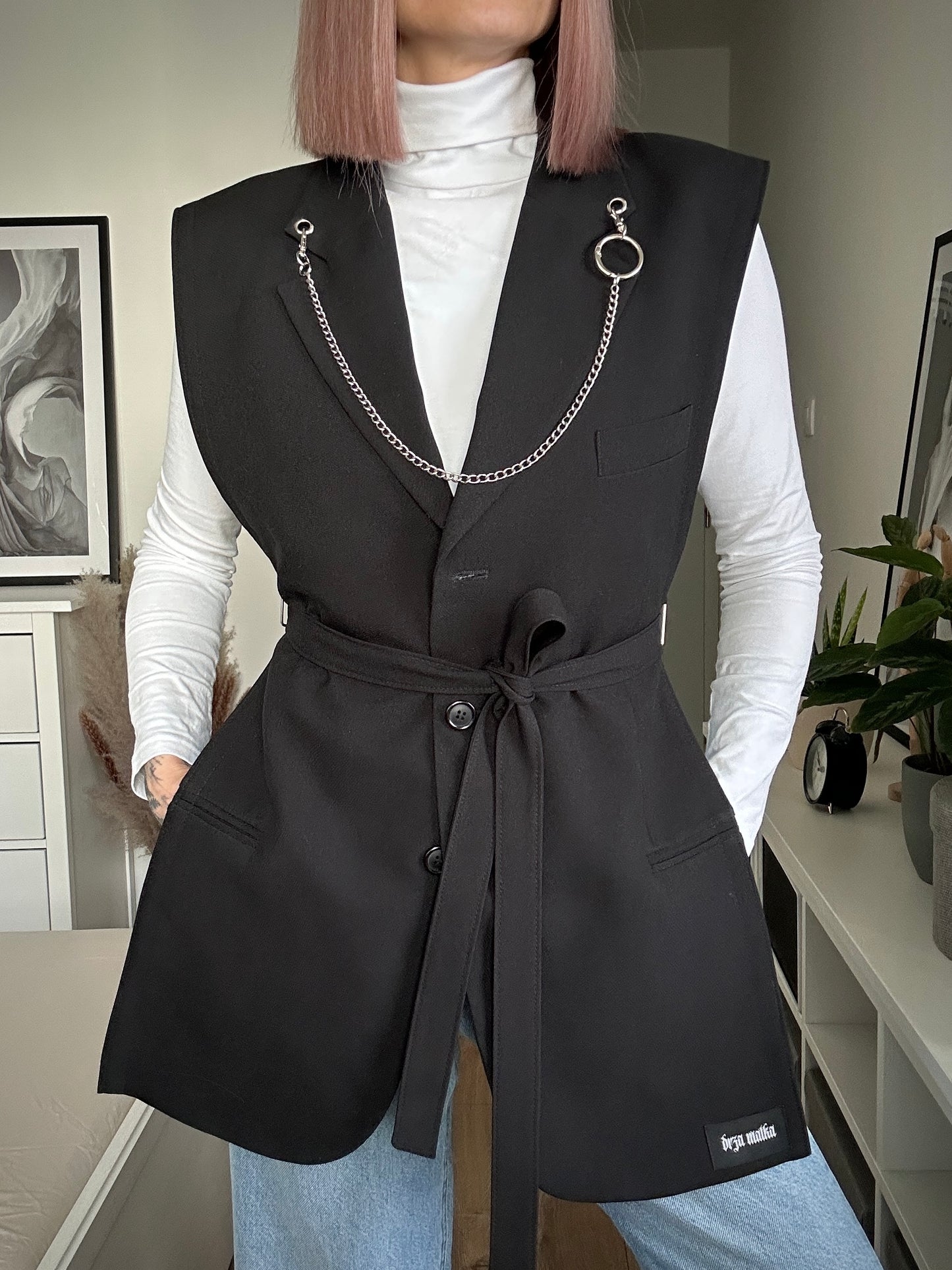 Upcycled vest TAINTED LOVE black