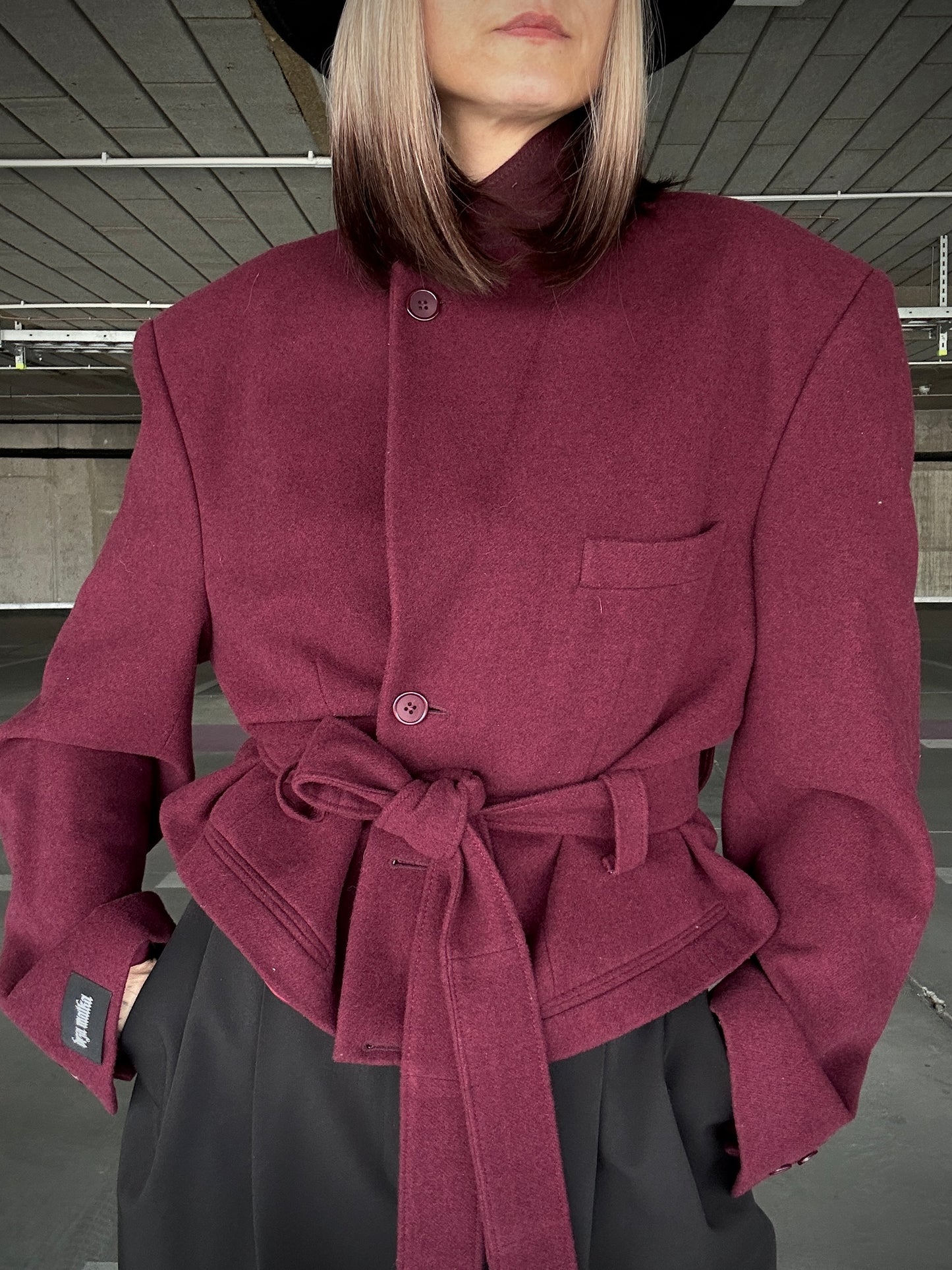 Upcycled coat RENEWAL burgundy