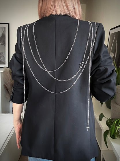 Upcycled blazer DARK WIDOW - blue cross