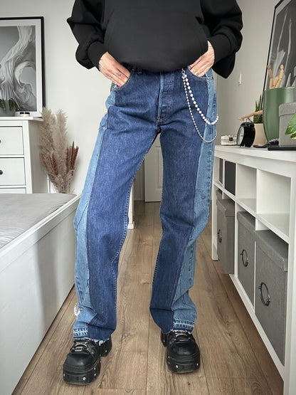 Upcycled jeans BLUE COMA pearls