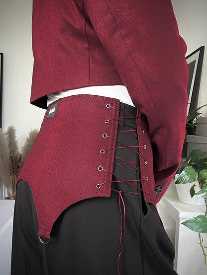 Upcycled blazer + garter cover DAYANARA burgundy