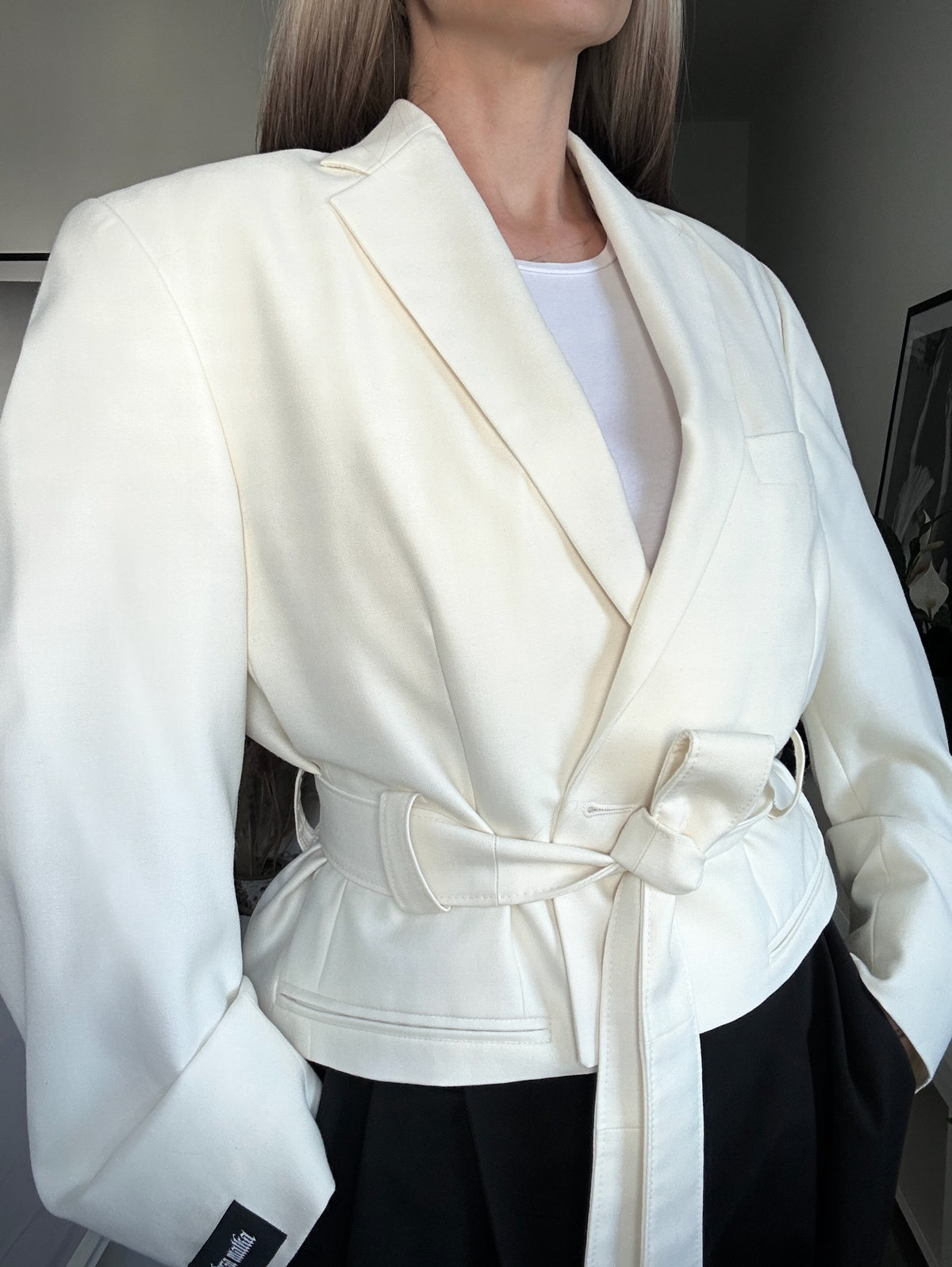 Upcycled coat blazet RENEWAL cream
