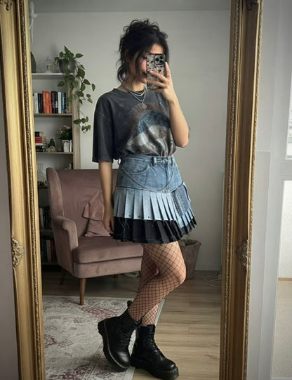 Upcycled skirt DENIM PUNK