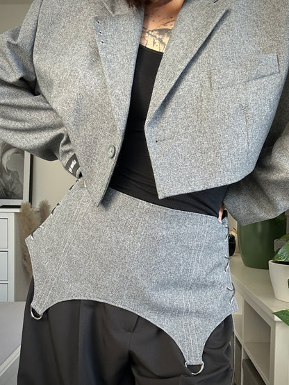 Upcycled blazer + garter cover DAYANARA grey