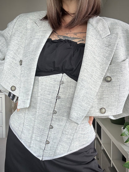 Upcycled CORSET BLAZER white gray