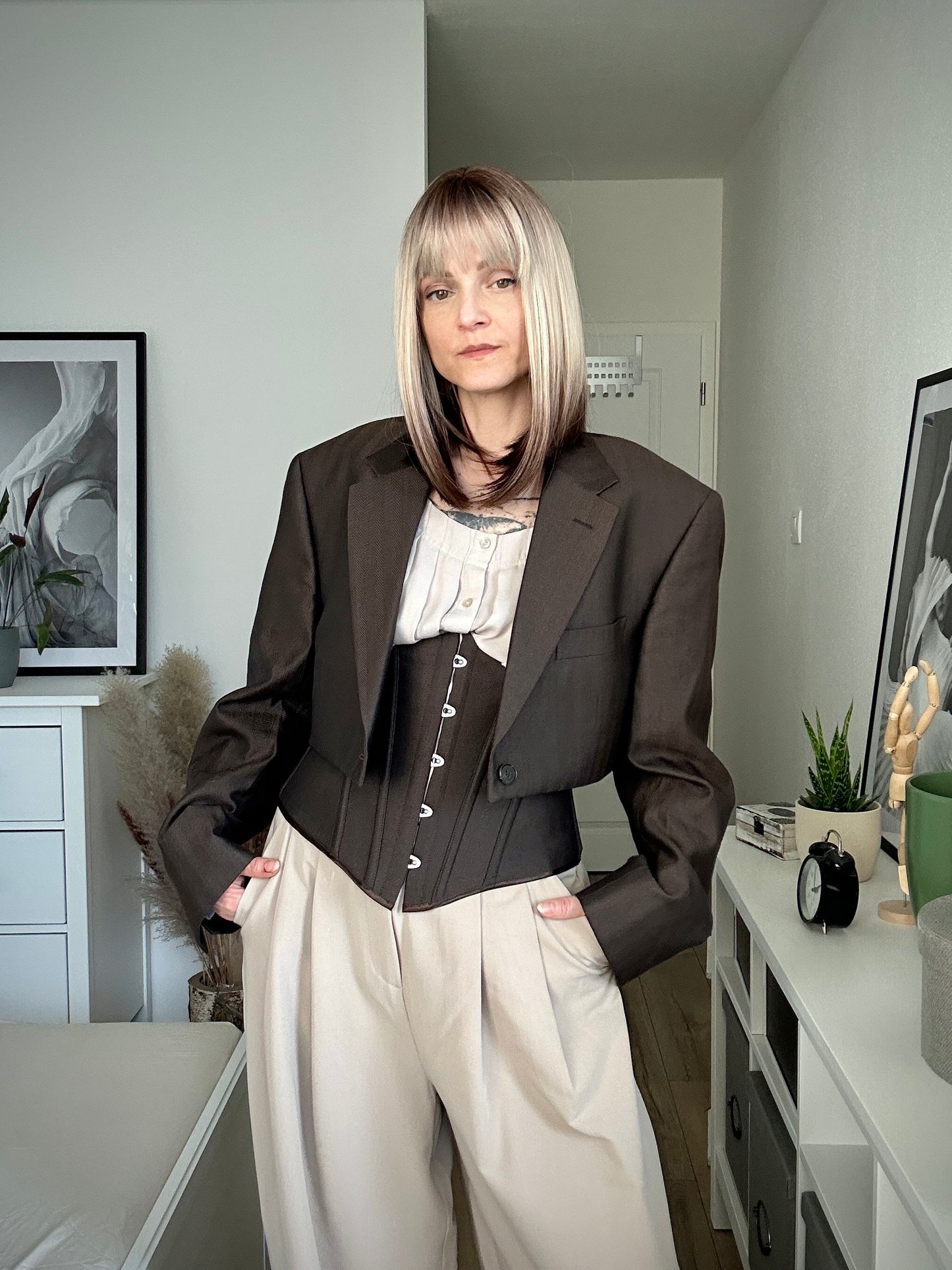 Upcycled CORSET BLAZER brown