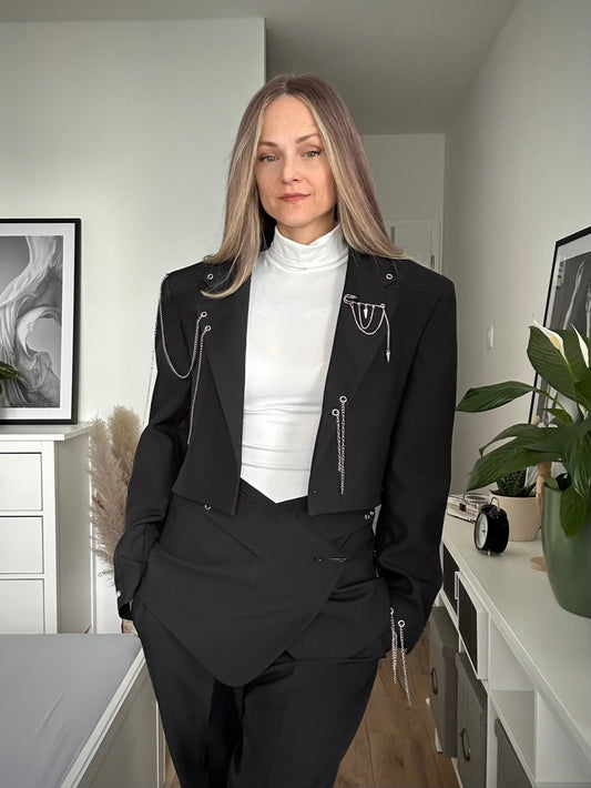 Upcycled cropp blazer + skirt cover BLACK REUNION