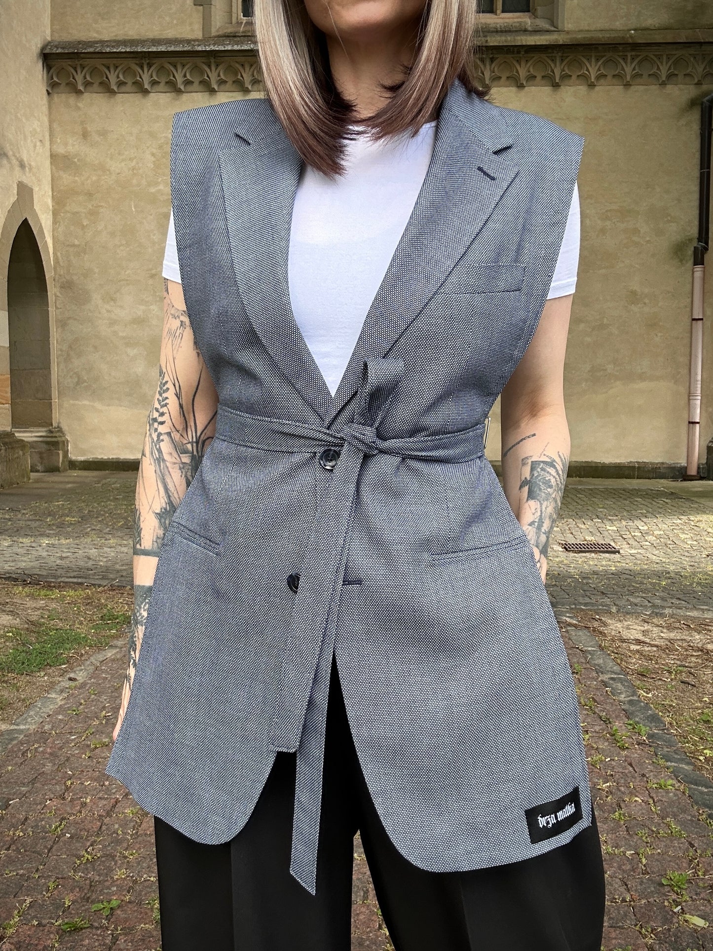 Upcycled vest TAINTED LOVE light blue