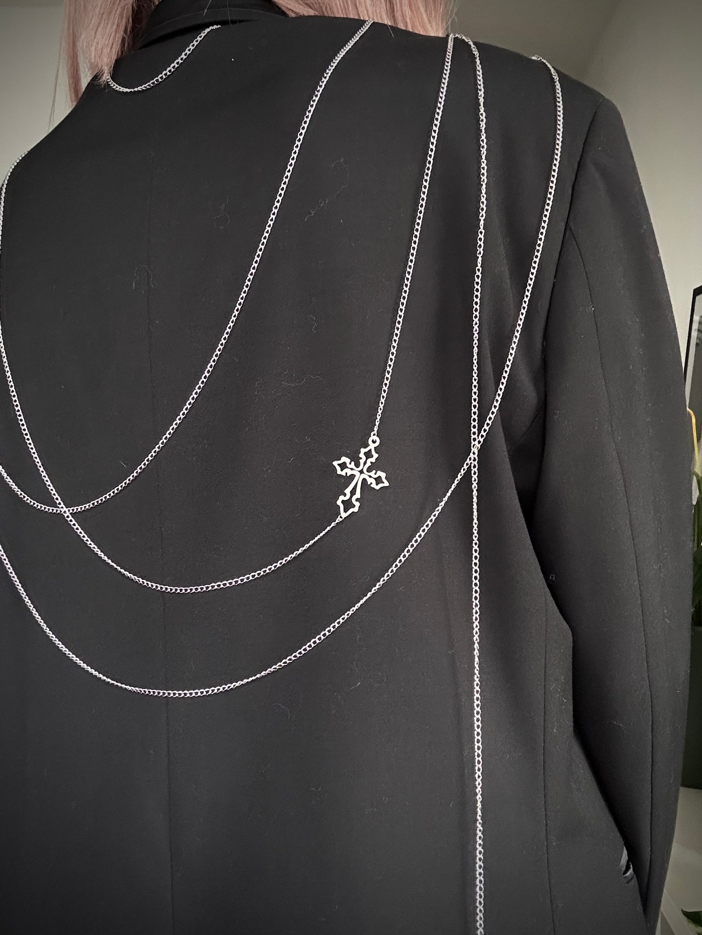 Upcycled blazer DARK WIDOW black cross
