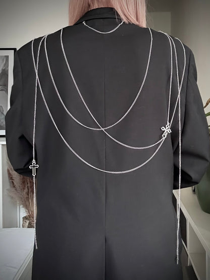 Upcycled blazer DARK WIDOW black cross