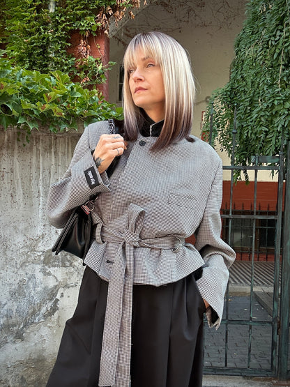 Upcycled coat RENEWAL houndstooth
