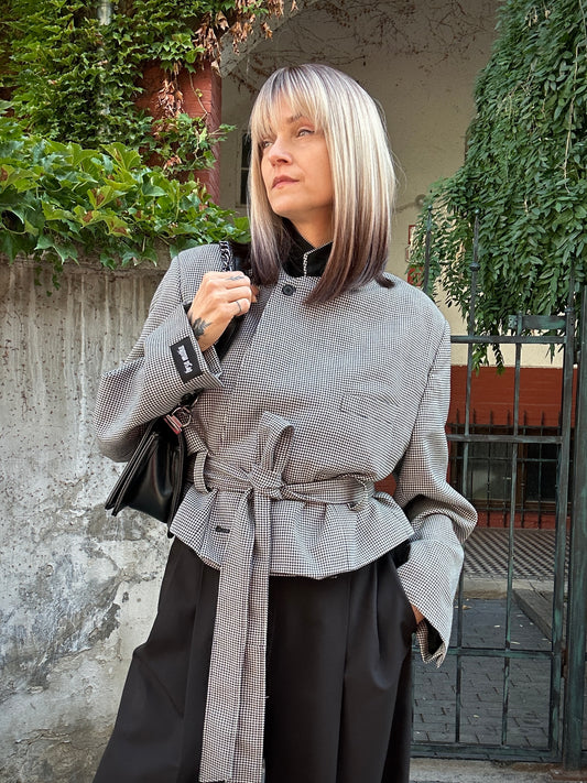Upcycled coat RENEWAL houndstooth