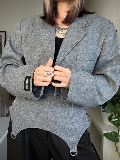 Upcycled blazer + garter cover DAYANARA grey