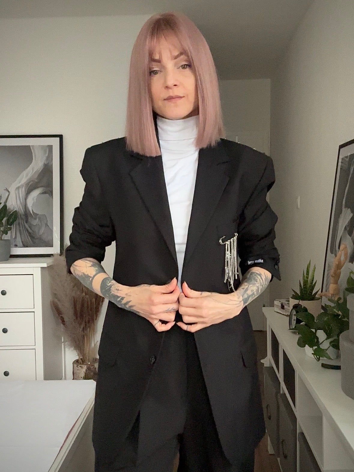 Upcycled blazer DARK WIDOW black cross