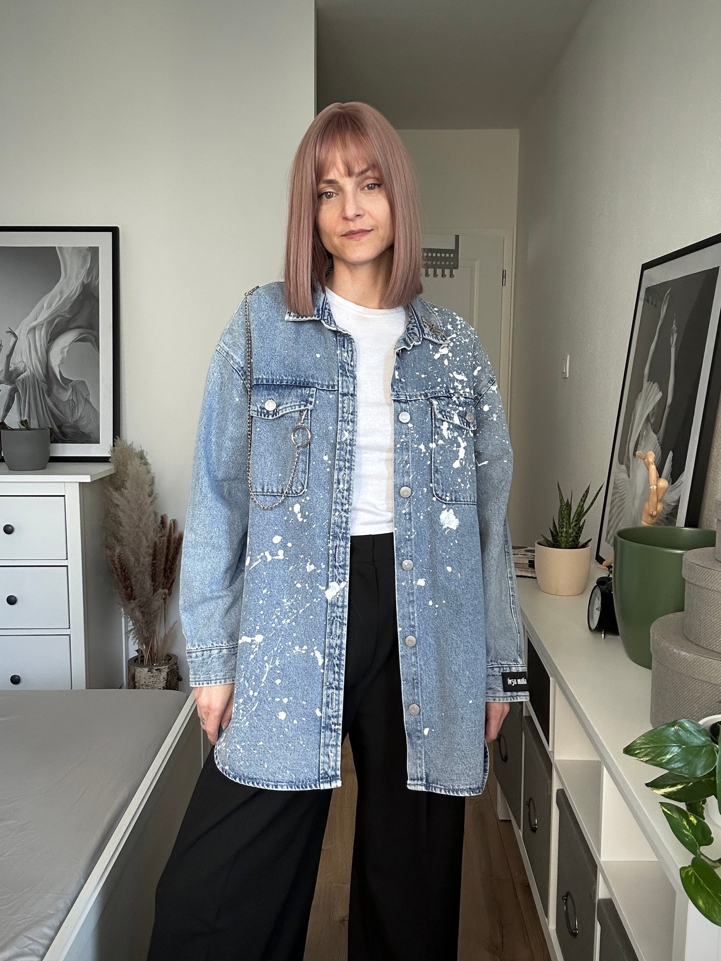 Upcycled denim shirt DARK MOTH
