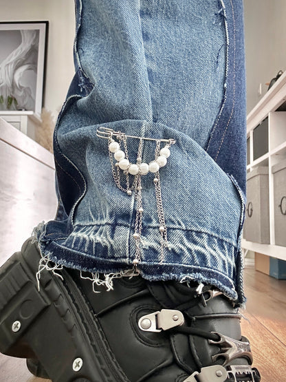 Upcycled jeans BLUE COMA pearls