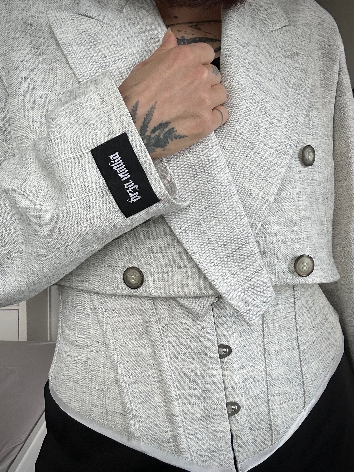 Upcycled CORSET BLAZER white gray
