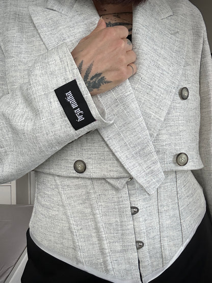 Upcycled CORSET BLAZER white gray
