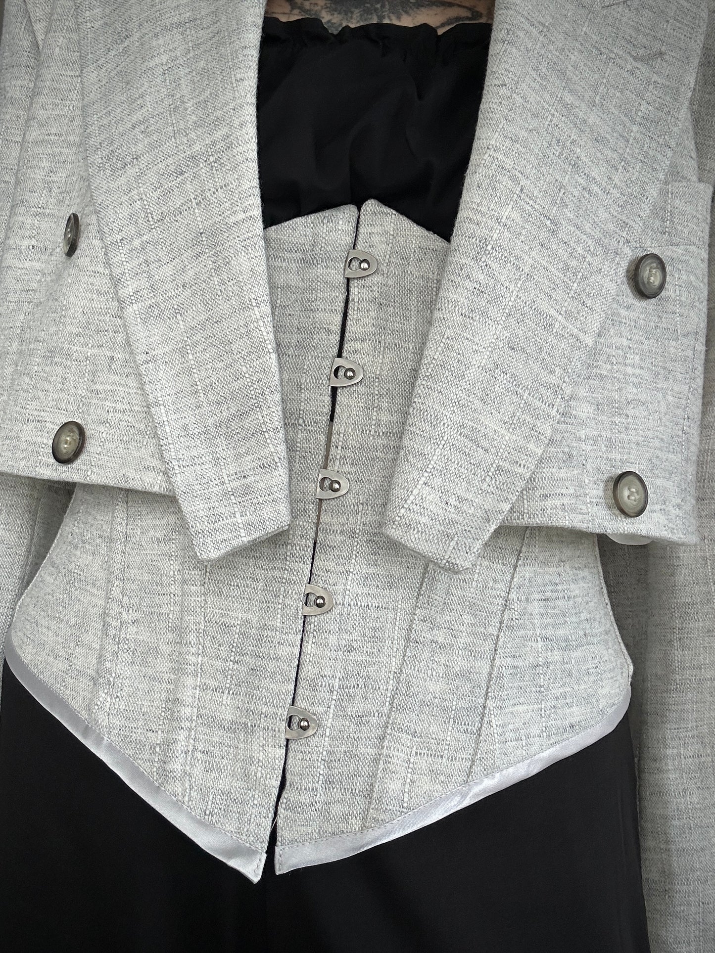 Upcycled CORSET BLAZER white gray