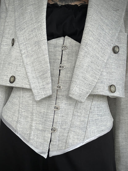Upcycled CORSET BLAZER white gray