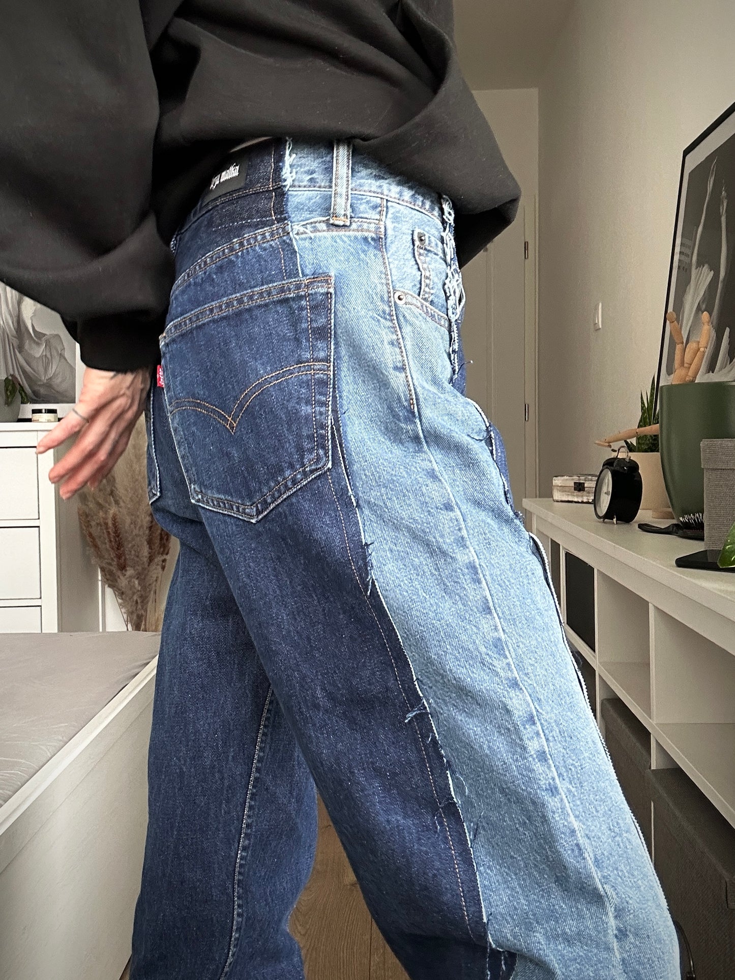 Upcycled jeans BLUE COMA pearls