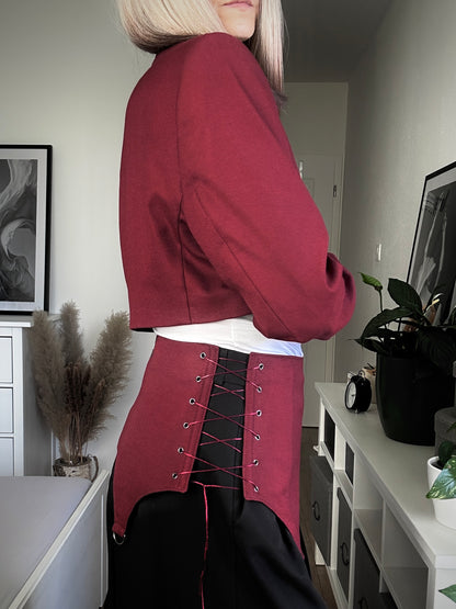Upcycled blazer + garter cover DAYANARA burgundy