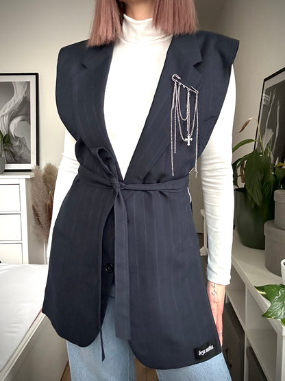 Upcycled vest TAINTED LOVE blue stripe