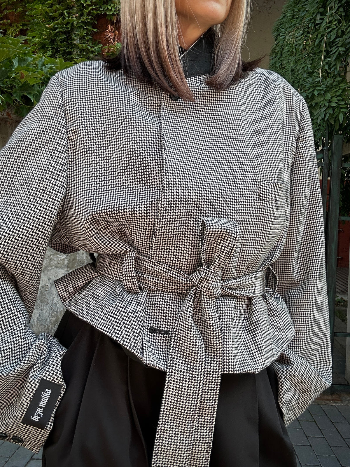 Upcycled coat RENEWAL houndstooth