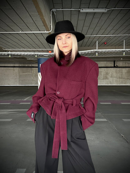 Upcycled coat RENEWAL burgundy