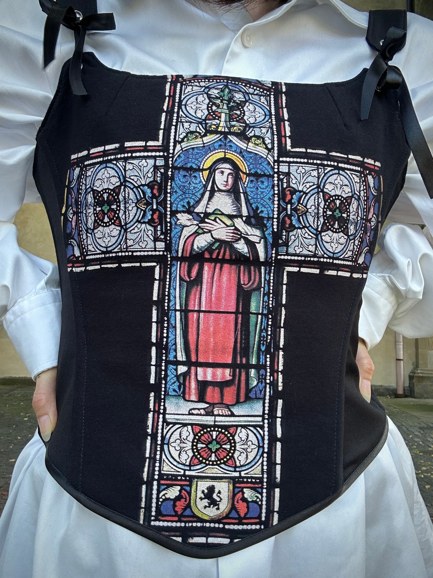Upcycled corset MARY ON A CROSS