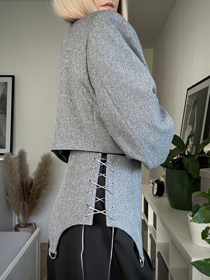 Upcycled blazer + garter cover DAYANARA grey