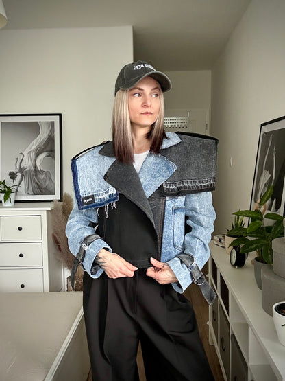 Upcycled trenchcoat PATCHWORK PUNK - cropp (black)