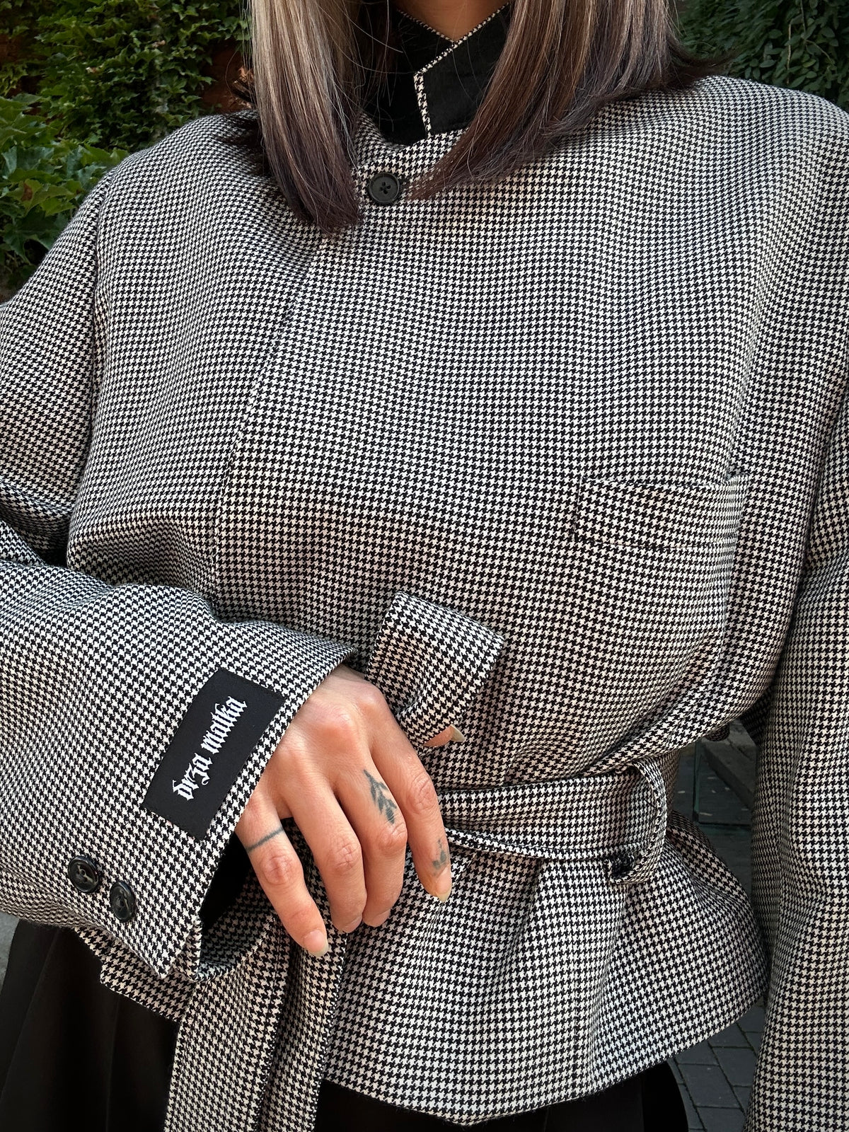 Upcycled coat RENEWAL houndstooth