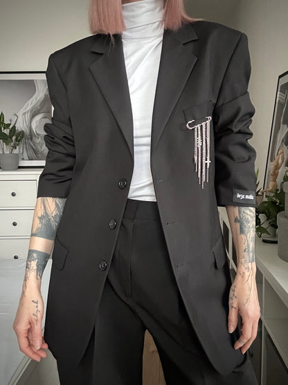 Upcycled blazer DARK WIDOW black cross