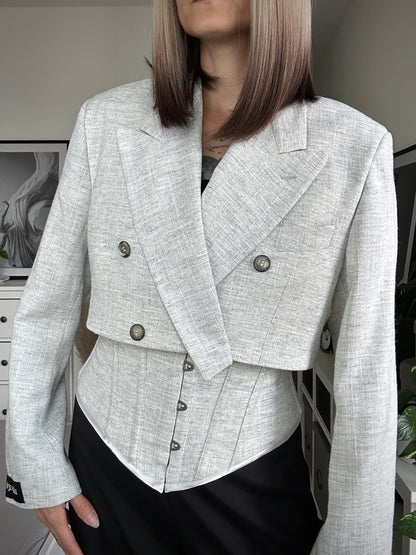 Upcycled CORSET BLAZER white gray