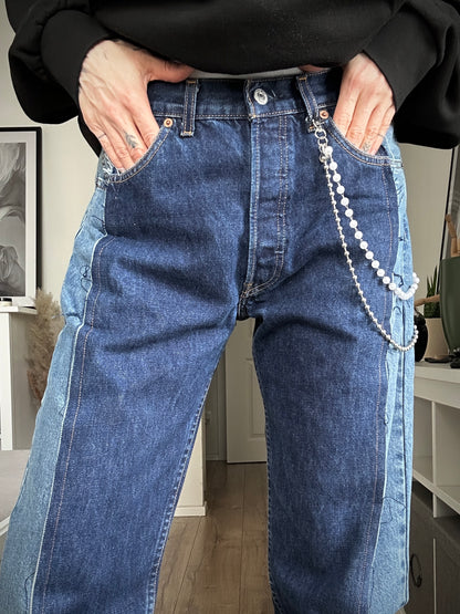 Upcycled jeans BLUE COMA pearls
