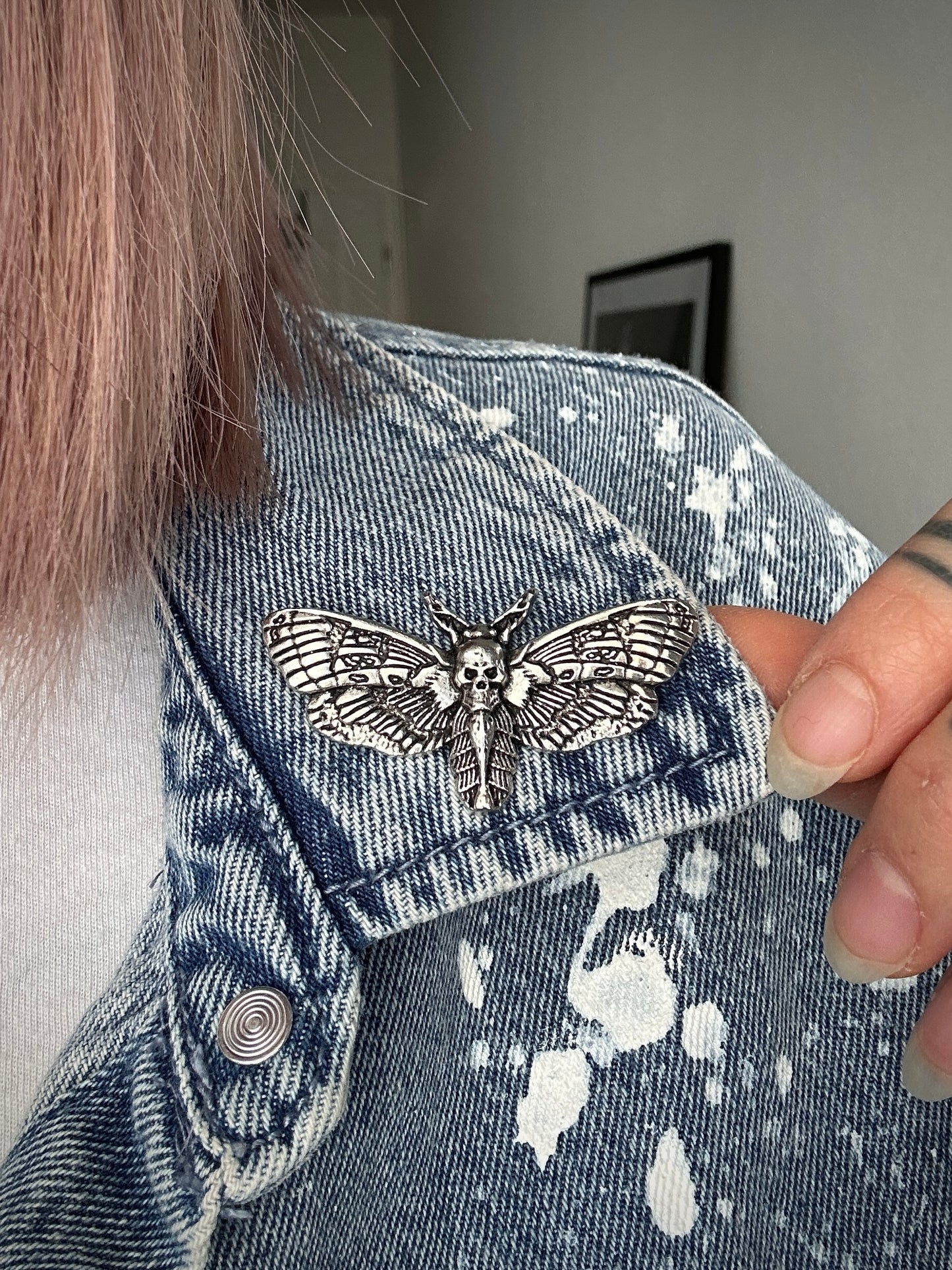 Upcycled denim shirt DARK MOTH