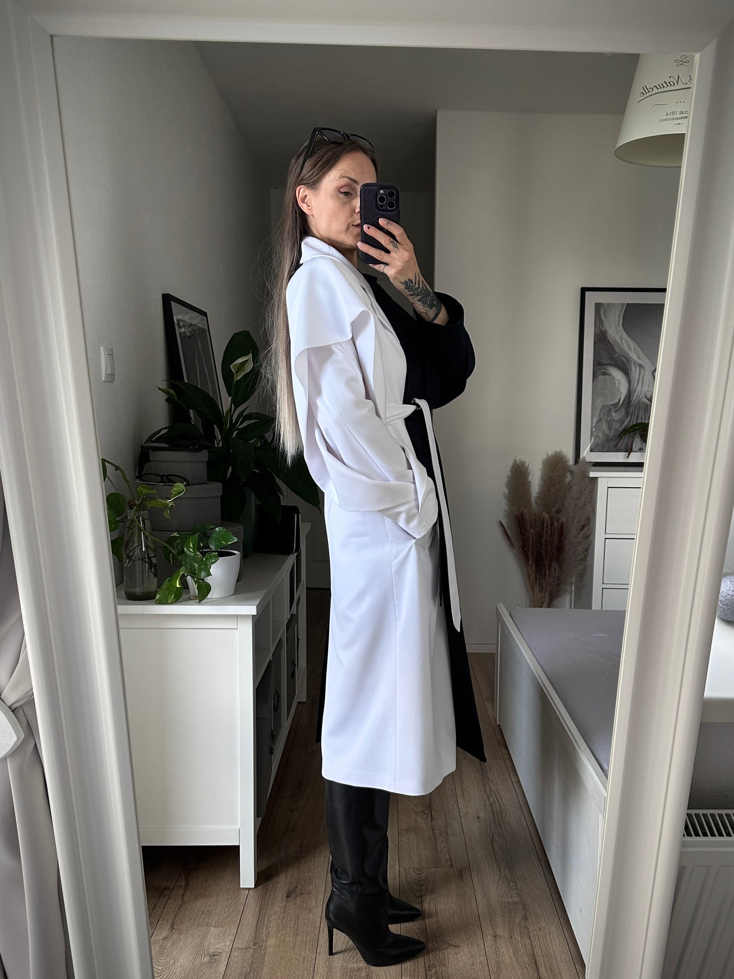 Trenčkot SLEEVES black&white