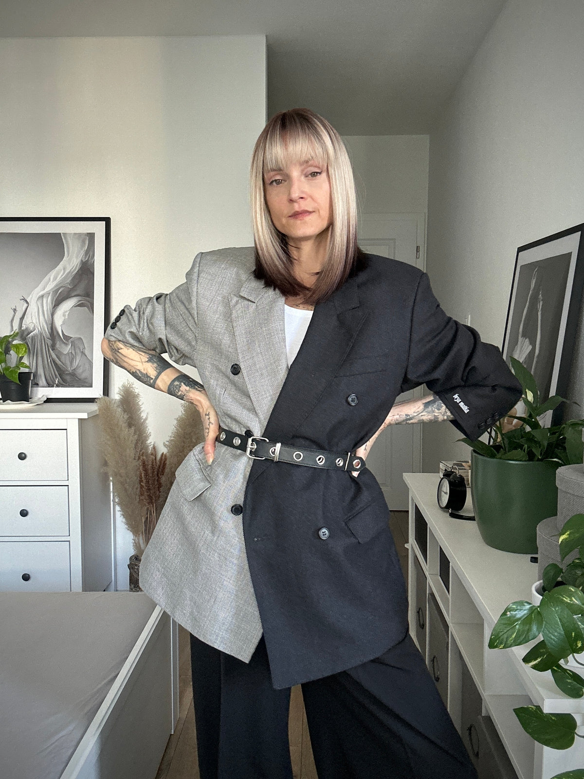 Upcycled blazer DUALITY black-houndstooth