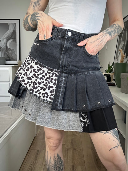 Upcycled skirt DENIM LEO black