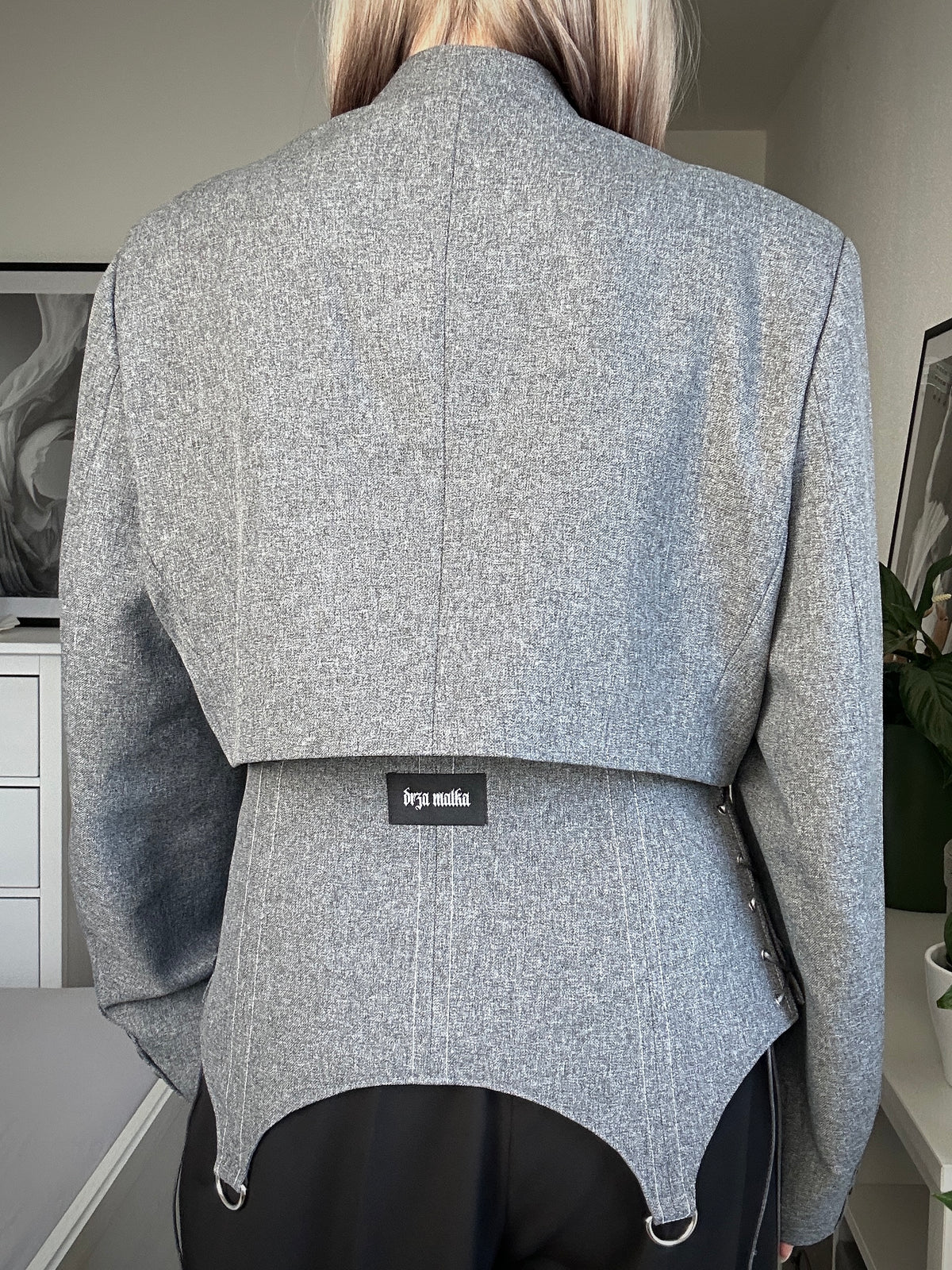 Upcycled blazer + garter cover DAYANARA grey