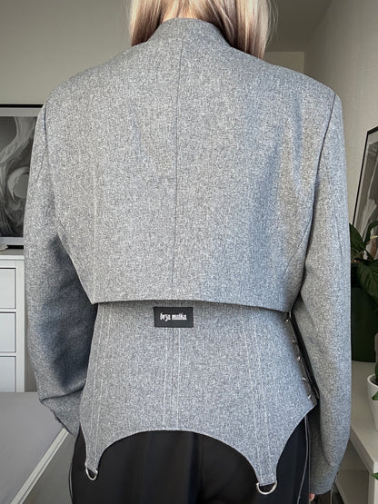 Upcycled blazer + garter cover DAYANARA grey