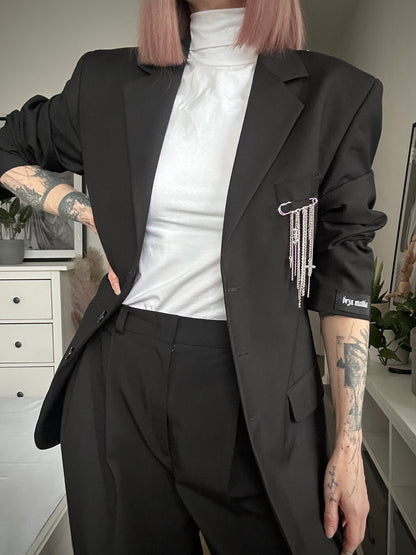 Upcycled blazer DARK WIDOW black cross