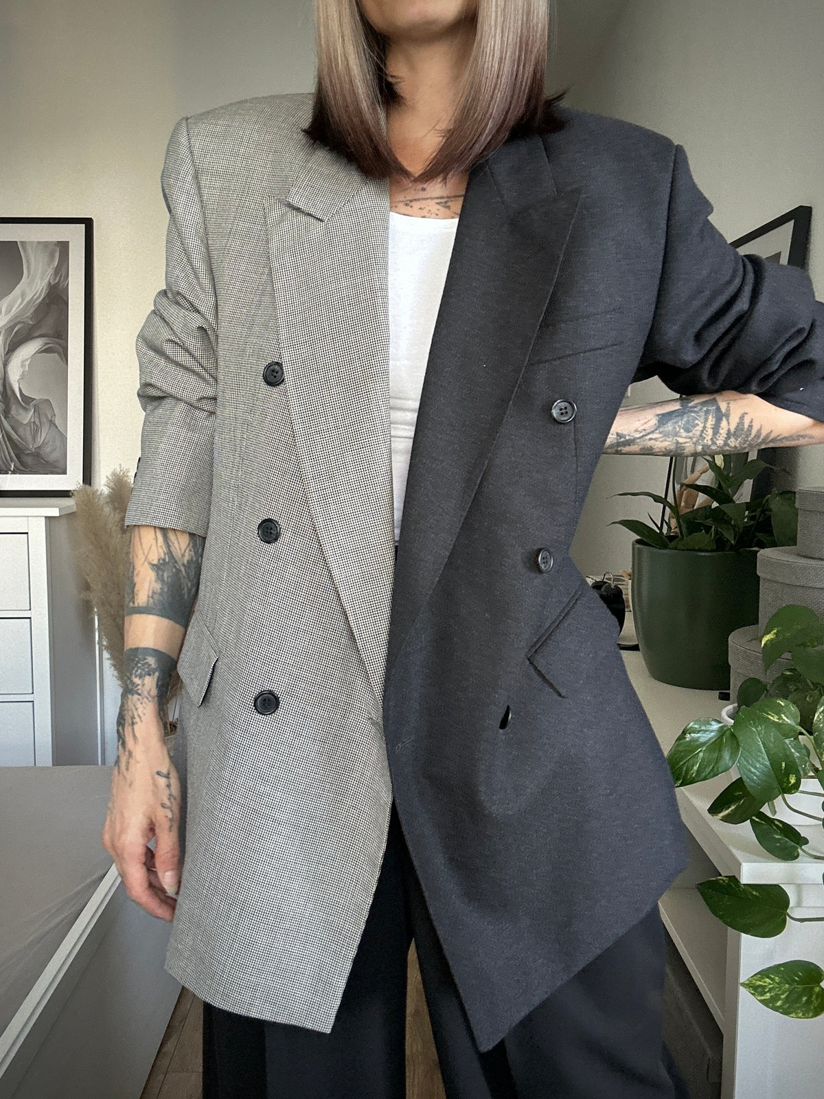 Upcycled blazer DUALITY black-houndstooth