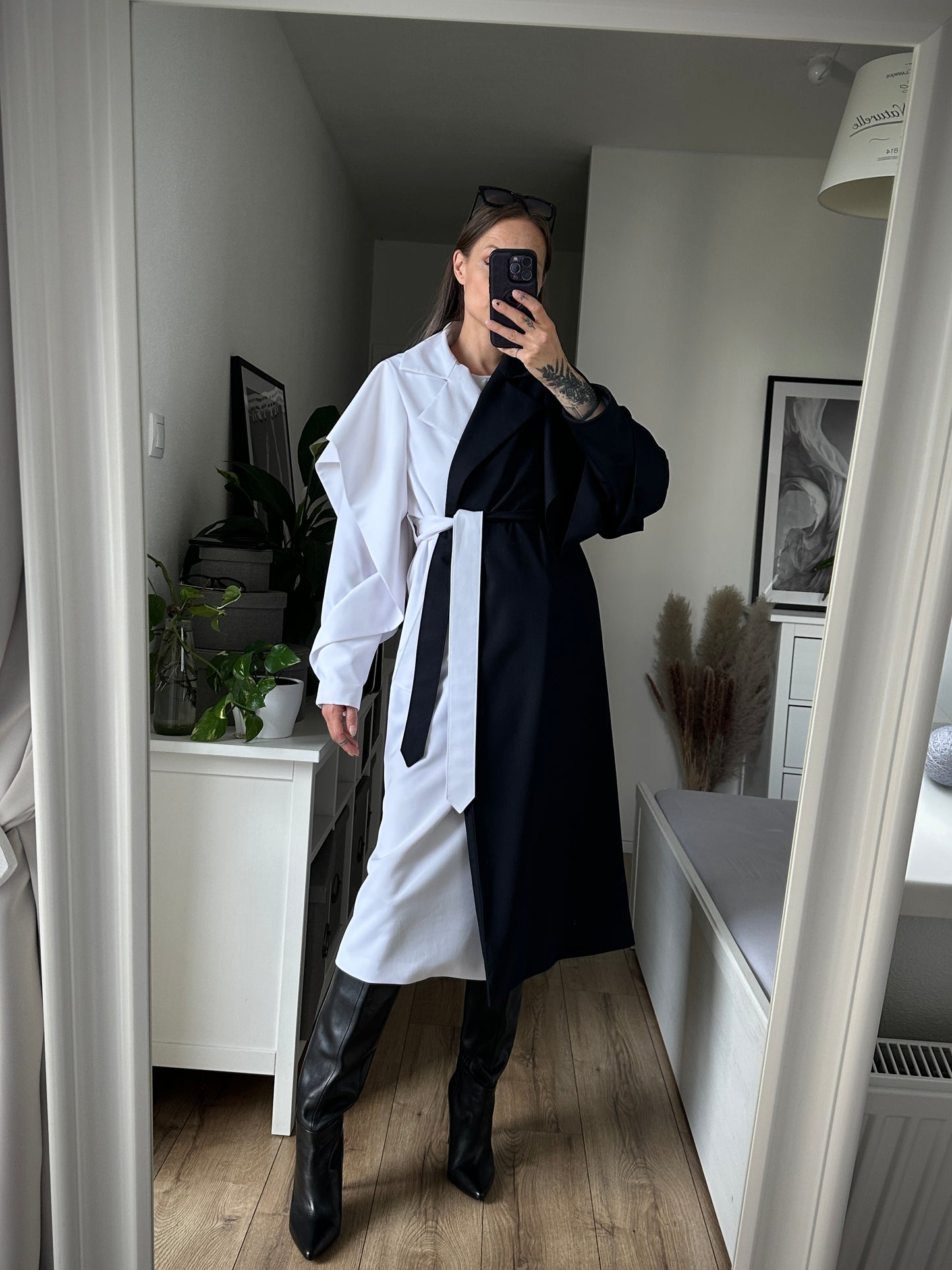 Trenčkot SLEEVES black&white